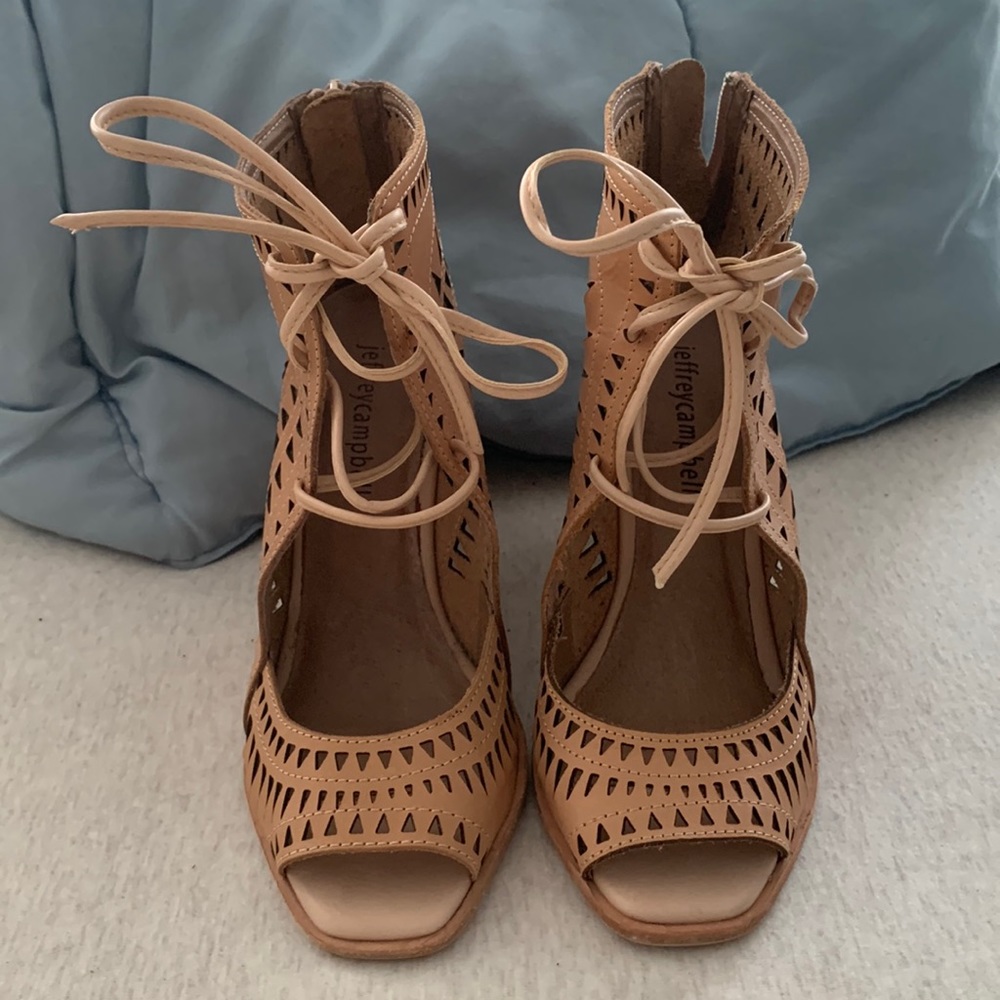 Jeffrey Campbell Rodillo Lace Up Wedges Laser Cut